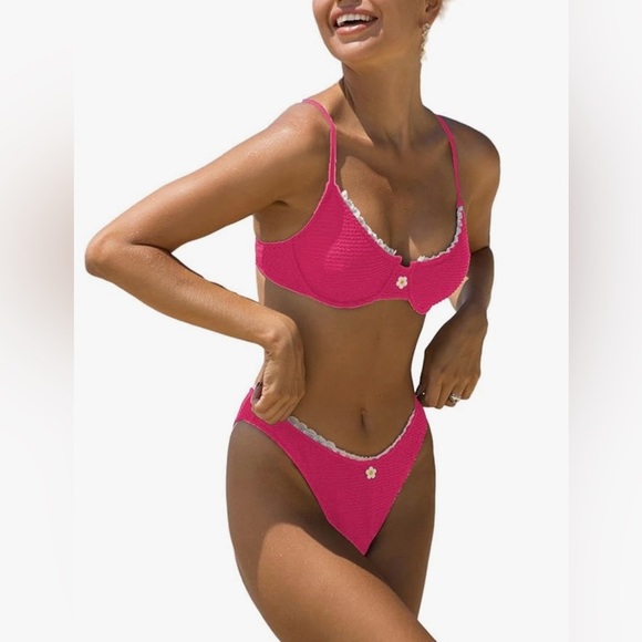 SOLY HUX Women's Bikini Sets Bathing Suits Two Piece Swimsuits Lace Detail XS‎ - Picture 1 of 10